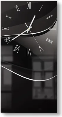 Produktbild von DEQORI Glasuhr 30x60 cm Römisch 'Dunkle Wellengrafik' Wanduhr Glas Uhr Design leise