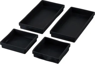 Produktbild von Famanu Backform Set 4-teilig - hitzebeständig - rechteckig - 2 Größen - 12 x 12 cm & 25 x 12,5 cm - schwarz