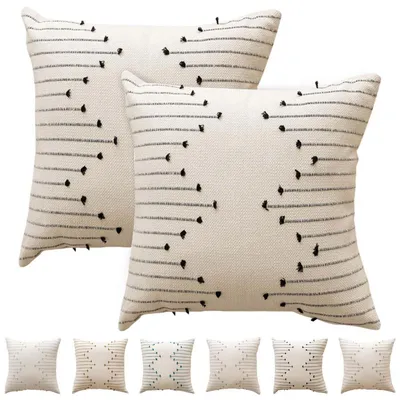 Immagine prodotto di Set di 2 federe per cuscini in cotone, ricamate, 45x45 cm, colore nero