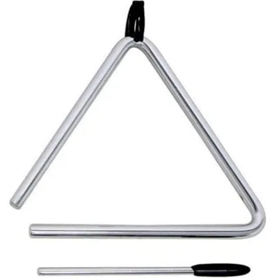 Productafbeelding van Triangel met hanger en beater - Verchroomd staal - 10,16 cm - Helder geluid - Voor muziekschool