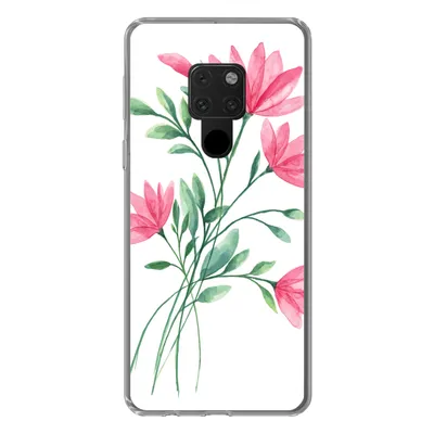 Produktbild von MuchoWow® Handyhülle Schutzhülle Hülle für Huawei P40 Lite Blumen - Aquarell - Rosa Silikon Softcase Handy Hülle - Handy