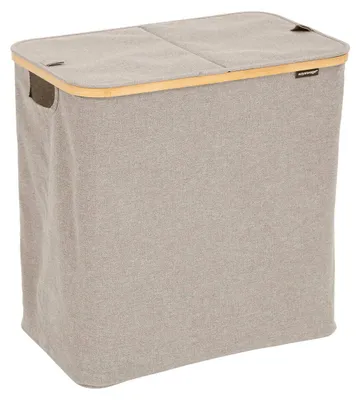 Produktbild von Waschekorb mit zwei Fachern - Polyester - mit Deckel - beige - 53 x 33 x 54 cm - 80 Liter