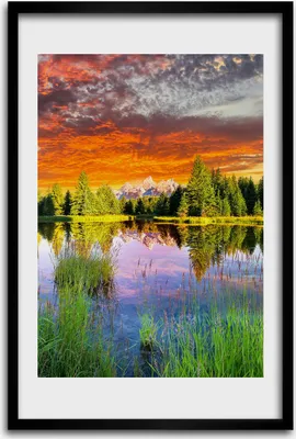 Produktbild von Bild - Bilderrahmen - 40 cm x 60 cm - MDF - Rahmen - Wandkunst - See im Wald