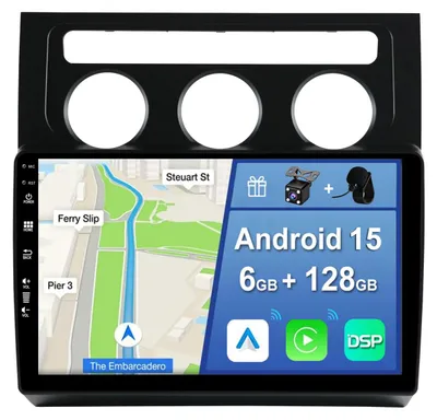 Image de Autoradio Android 15 2 DIN pour modèles de 2003 à 2010 - Intégration CarPlay/GPS - Écran tactile IPS de 10,1 pouces