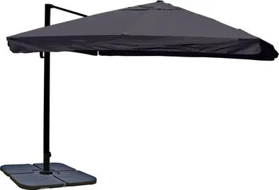 Immagine prodotto di Ombrellone semaforo gastronomico HWC-A96, ombrellone, 3x3m (Ø4,24m) poliestere/alluminio 23kg ~ Flap, antracite con supporto, ruotabile
