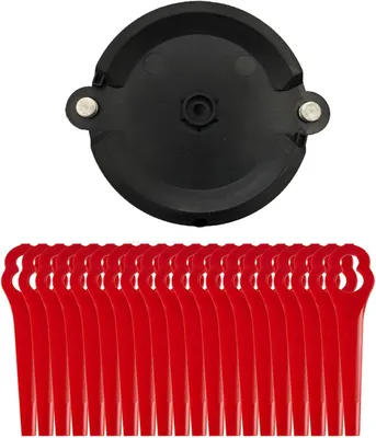 Produktbild von Kunststoff Ersatzmesser Trimmer Set, Rasentrimmer Ersatzmesser, Spulendeckel mit 20 Roten Kunststoffmessern, Universal Zubehör für Rasentrimmer und Motorsense