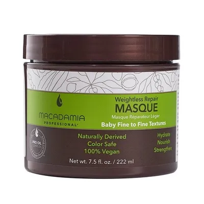 Obrázek produktu pro Macadamia Weightless Moisture 222ml, 222 ml, Unisex, Poškozené vlasy, Suché vlasy, Obarvené vlasy, Hydratující, Vyživující, Oprava, Změkčující, Posilující, Sklenice, 1 kusů