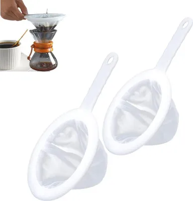 Produktbild von Sieb Fein, 2 Stück Feines Sieb Mit Griff 200/400 Mesh Haarsieb Küche Netzsieb Ultrafeines Trichterfilte Haushaltssieb Handsieb für Saft, Milch, Kaffee