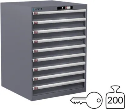 Produktbild von Lista Schubladenschrank - 78.650.080 - 1.000x717x725 mm (HxBxT) - 9 Schubladen - 200 kg - Key Lock - Taubengrau (NCS S 4502-B)