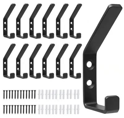 Produktbild von Garderobenhaken Doppel Schwarz 12,6 mm 12er-Set