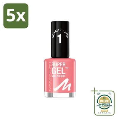 Zdjęcie produktu dla 5 sztuk żelu do paznokci MANHATTAN Super Gel - kolor 240 Pop Princess Pink - 12 ml - zestaw ekonomiczny