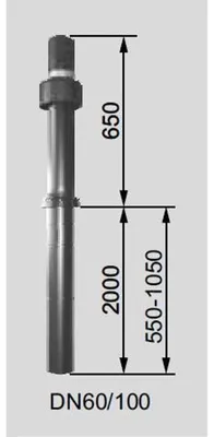 Immagine prodotto di Wolf Luft-/Abgasführung Schräg-/Flachdach senkrecht, DN60/100, 120-170cm, PP, schwarz