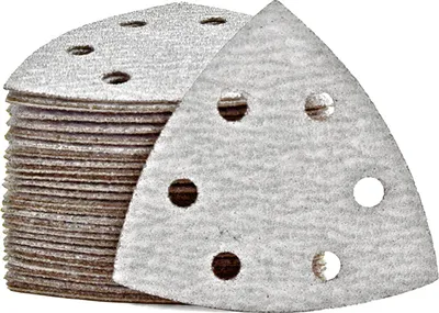 Produktbild von MioTools Shark Klett-Schleifblätter, 93 mm, 6-Loch, f. Deltaschleifer, Normalkorund (50 Stk.) K40