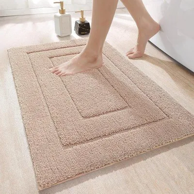 Zdjęcie produktu dla Ibenzoa® Mata pod prysznic z mikrofibry – miękka, chłonna mata do łazienki z antypoślizgową podkładką TPR, 60 x 90 cm, beżowa, można prać w pralce
