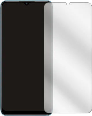 A clear screen protector is shown next to a smartphone.