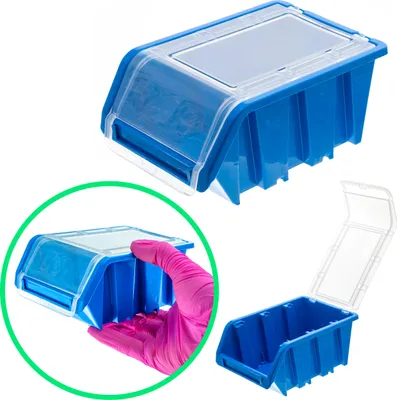 Produktbild von Behälter mit Deckel für Kleingerätebox 100 x 155 x 70 blau