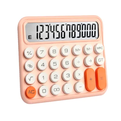 Obrázek produktu pro Roztomilá kalkulačka, 12 číslic, velký LCD displej, mechanická, kulatá klávesa, barevný gradient, cukrářské barvy, kalkulačka na baterie, vhodná do kanceláře, školy, domácnosti, pro děti, studenty, účetní