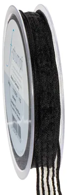 Produktbild von Organzaband Schwarz Streifen Geschenkband 15mm x 20m Dekoband