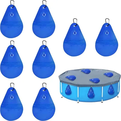 Produktbild von Poolabdeckung Gewichte, 8 Stück, Wassersäcke mit Haken, auslaufsicheres Ventil, für Schwimmbad