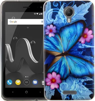 Produktbild von Handy Hülle für Wiko Jerry 2 Blauer Schmetterling Smartphone Cover Bumper Schale Etuis