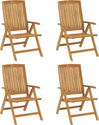 Produktbild von vidaXL 4-teiliges Set aus massivem Teakholz mit verstellbarer Rückenlehne