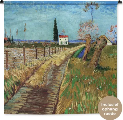 Produktbild von MuchoWow® Wandteppich Wandbehang Weg durch ein Weidenfeld - Vincent van Gogh 150x150 cm Tapisserie Dekoration Wandtuch - Wohnaccessoires - Modernes