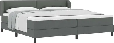 Obrázek produktu pro vidaXL Skříňová postel s matrací tmavě šedá 200 x 200 cm látka