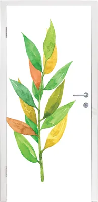 Produktbild von MuchoWow® Türtapete Selbstklebende Türfolie Aquarelle - Blätter - Pflanzen 85x215 cm Türposter Türaufkleber Klebefolie Türklebefolie - Aufkleber für türen - Türplakat - Dekoration