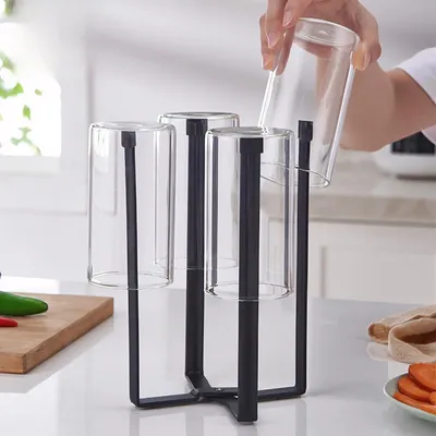 Produktbild von Flaschenständer, Flaschentrockenständer. Faltbarer Flaschenhalter aus Metall für SodaStream- und Babyflaschen. Flaschentrockenständer für die Küche (schwarz).