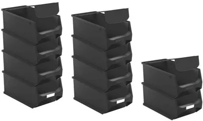 Produktbild von SparSet 10x Leitfähige Sichtlagerbox 4.1 mit Griffstange & Abdeckung | HxBxT 15x20x35cm | 7,2 Liter | ESD, Sichtlagerbehälter, Sichtlagerkasten, Sichtlagerkastensortiment, Sortierbehälter
