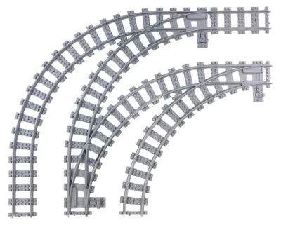 Produktbild von Trixbrix Kompakt-Ecke R40, 2x links + 1x rechts – Schienen kompatibel mit LEGO® City Eisenbahn und Zug, Zubehör für Klemmbausteine