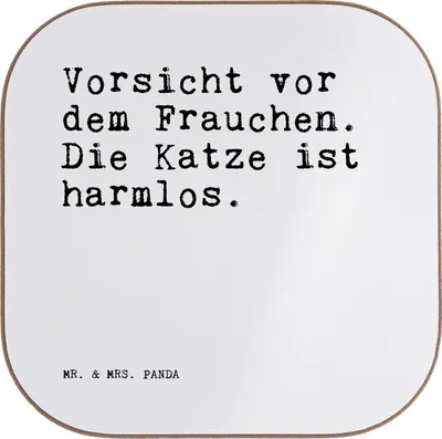 Produktbild von Mr. & Mrs. Panda Untersetzer für Gläser Vorsicht vor dem Frauchen.... - Weiß - Geschenk, Coaster, Tier, Getränkeuntersetzer, Herrchen, Tischuntersetzer, gläseruntersetzer