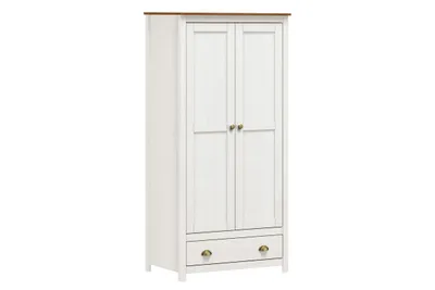 Produktbild von SIT Möbel Kleiderschrank | 2 Türen, 1 Schublade | Kiefer-Holz massiv | Weiß | B 91 x T 54 x H 185 cm | 19000-92 | Serie SCHRANK