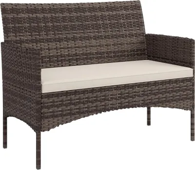 Produktbild von Gartensofa 2-Sitzer Polyrattan Loungesofa wetterfest Khaki