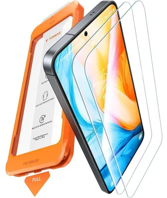 Obrázek produktu pro Pancírované sklo pro Samsung Galaxy S25, 2 kusy, plné pokrytí obrazovky, tvrdost 9H+, ochrana proti otiskům prstů, automatická instalace