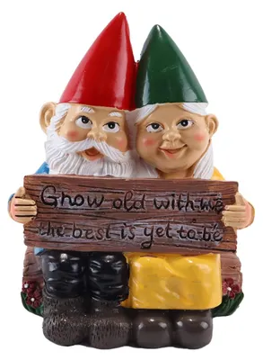 Gartenzwerg-Paar Herzform, Harzfigur, 13,5 cm, Outdoor-Deko