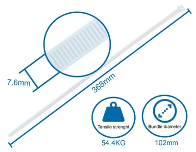Produktbild von Kortpack Kabelbinder weiß 7,6 x 368 mm 100 Stück