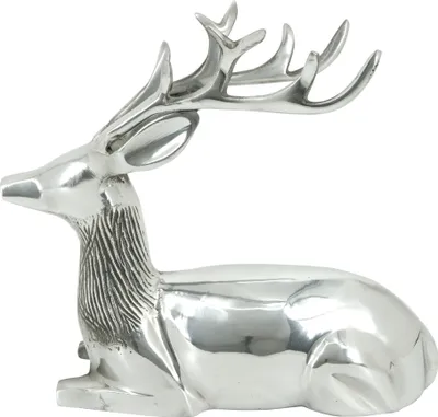 Produktbild von Deko Figur Skulptur Hirsch liegend 33x13x29cm Aluminium Silber