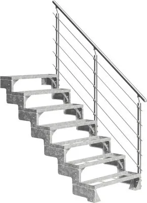 Produktbild von Aussentreppe Pertura Tallis mit Prova Geländer 7 Steigungen Einlegestufen 80 cm Metall