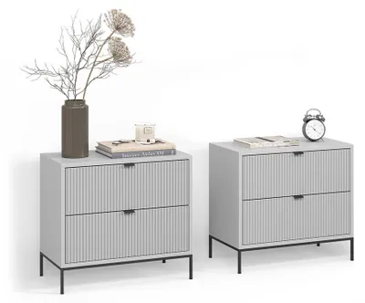 Image de Table de chevet Livinity Aterno Gris Lot de 2, Model 58931