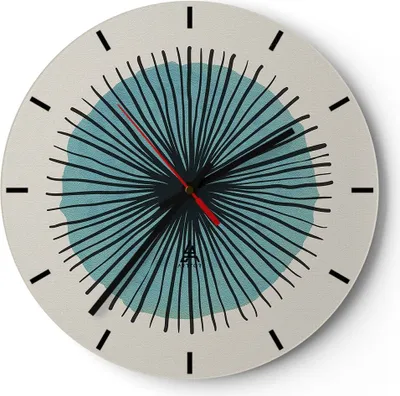 Produktbild von Wanduhr - Rund - Glasuhr - Auge Abstraktion Modern - 30x30cm - Schleichendes Uhrwerk - Lautlos - zum Aufhängen bereit - Dekoration Modern - Wanddekoration aus Glas - C3AR30x30-4224