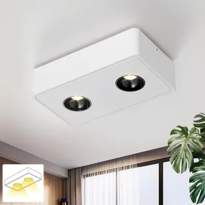 Produktbild von ZMH LED Deckenleuchte Weiß Aufputz Deckenspots mit 2 Flammig Deckenstrahler Warmweiß Spotleuchte Eckig  11W für Küche Wohnzimmer Esszimmer Korridor Flur