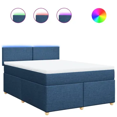 Produktbild von Boxspringbett mit Matratze Blau 140x190 cm Stoff