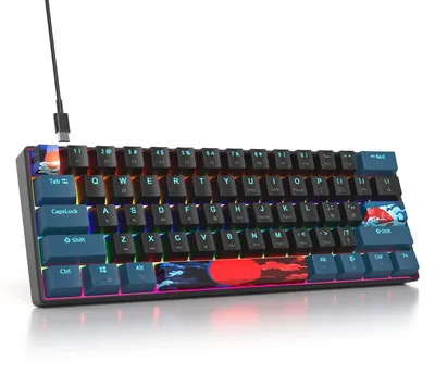 Image de Clavier mécanique de jeu, format compact 60%, switches rouges, rétroéclairage RGB, connectique USB-A