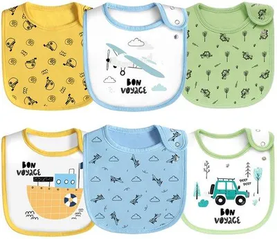 Immagine prodotto di Set da 6 bavaglini in cotone per neonati, per bambine e bambini, impermeabili, con bottoni a pressione, multi3