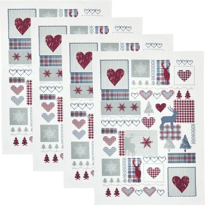 Produktbild von Erwin Müller Geschirrtuch 4er-Pack rot-grau 50x70 cm