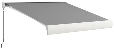 Produktbild von Markise, elektrisch/manuell ausfahrbar, Vollkassette, Fernbedienung, Aluminiumrahmen, 3 x 2,5 m, Hellgrau