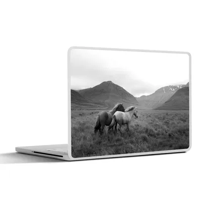 Produktbild von MuchoWow® Laptop Aufkleber Sticker Cover Pferde - Gras - Berge 36.5x27.5 cm - Laptop-Sticker
