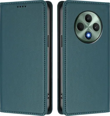 Produktbild von Handyhülle für Oppo Reno12 F 5G/Reno12 F 4G, Kunstleder Klapphülle Stoßfeste Magnetische Hülle mit Ständer Grün