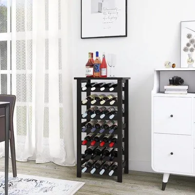 Obrázok produktu pre Stojan na fľaše vína, drevený, 6 priehradiek